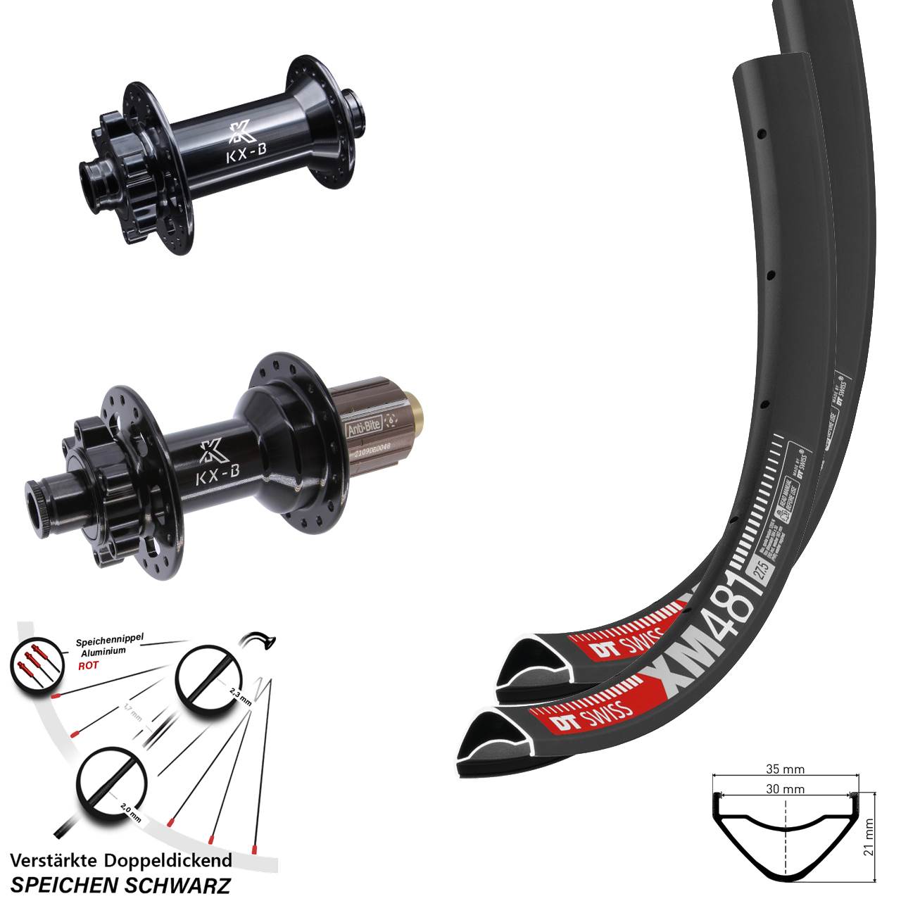 Disc Laufrad-Satz 27,5 Zoll DT Swiss XM481 KX-B 8-11 fach HG 15x110 12x148 Boost