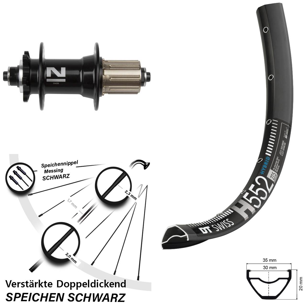 DT Swiss H552 Novatec D042 29 Zoll 6-Loch Hinterrad für Schnellspanner 8-11 fach