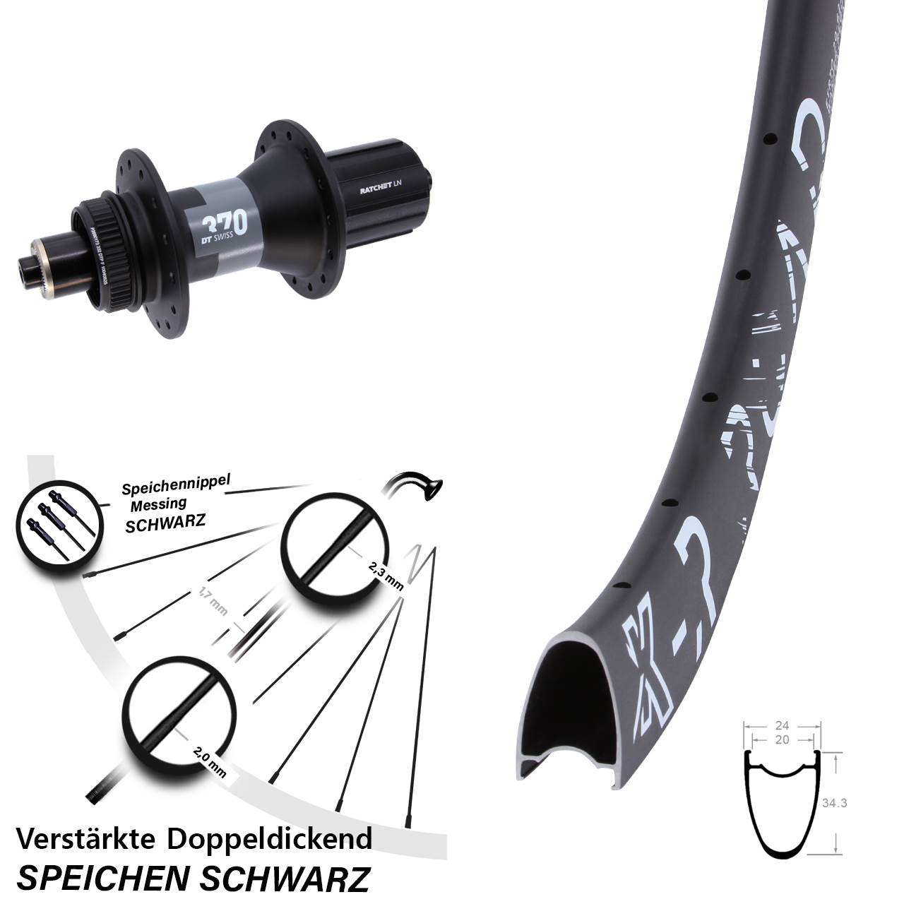 KX-R Road DT Swiss 370 28 Zoll Disc Laufrad für Schnellspanner 8-12 fach HG