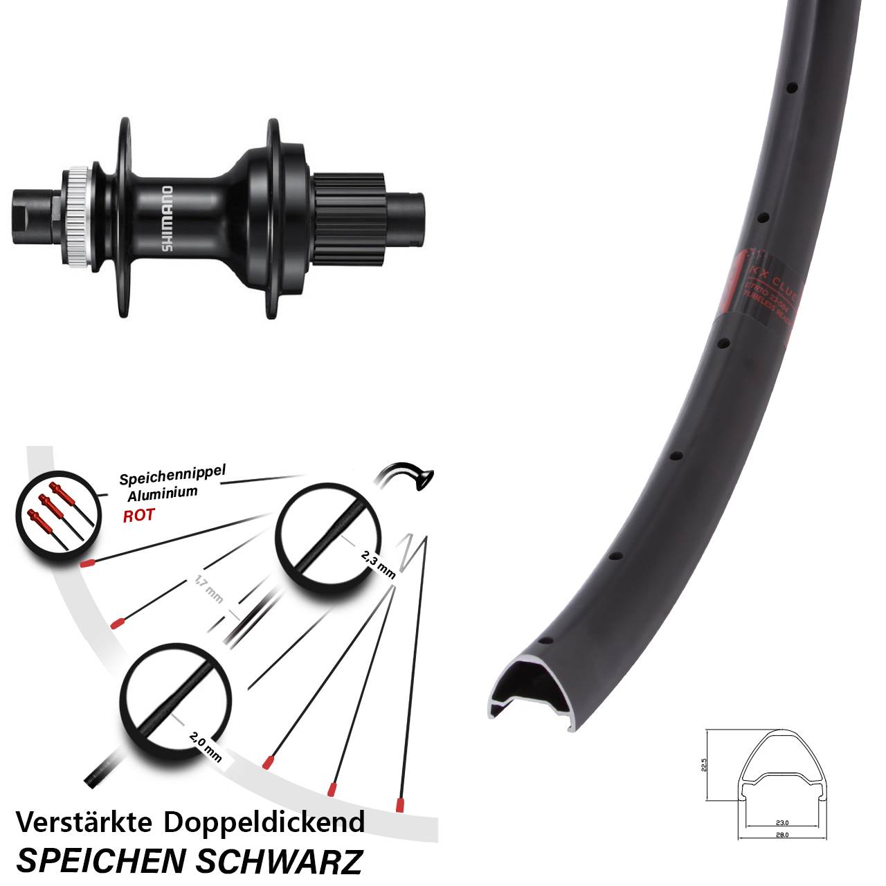 Disc Hinterrad 12x142 28 Zoll KX Clue Shimano FH-MT510 Micro Spline