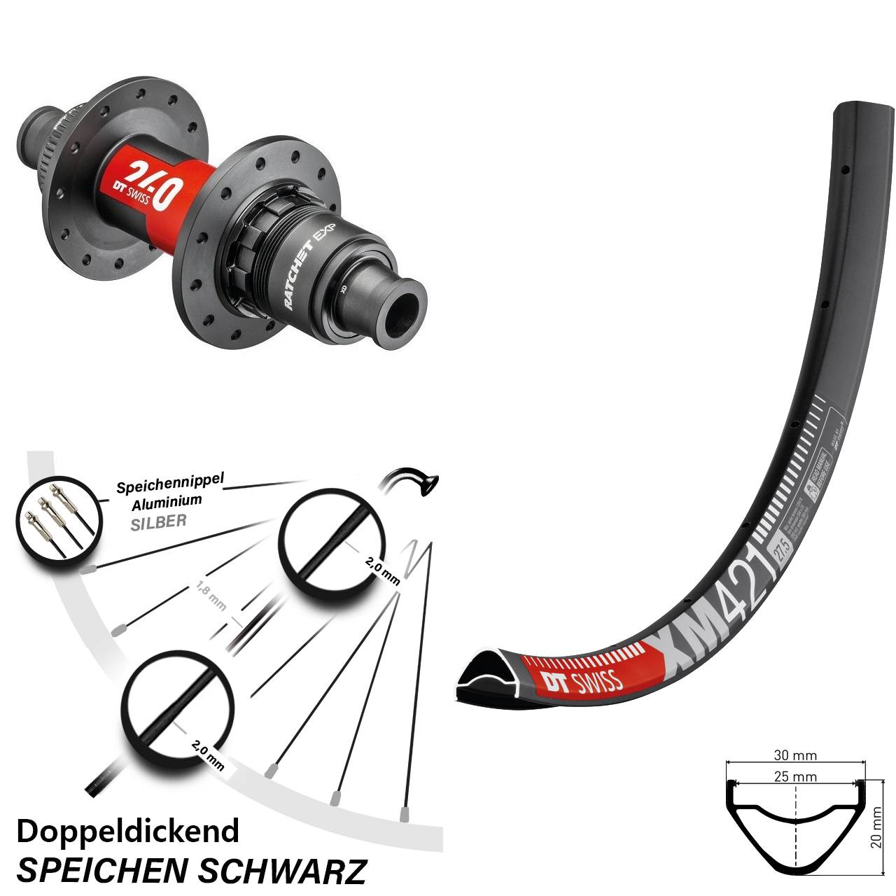 Hinterrad 12x142 29 Zoll DT Swiss XM421-240 XDR Centerlock