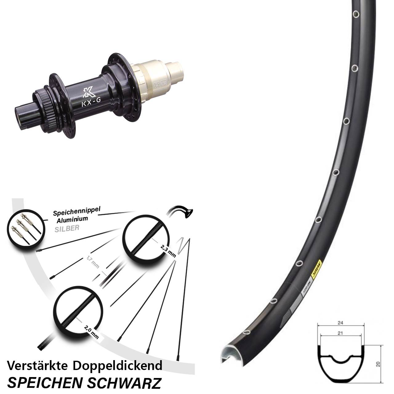 Hinterrad 29 Zoll Mavic XC621 KX-G Centerlock SRAM XDR schwarz 12x142