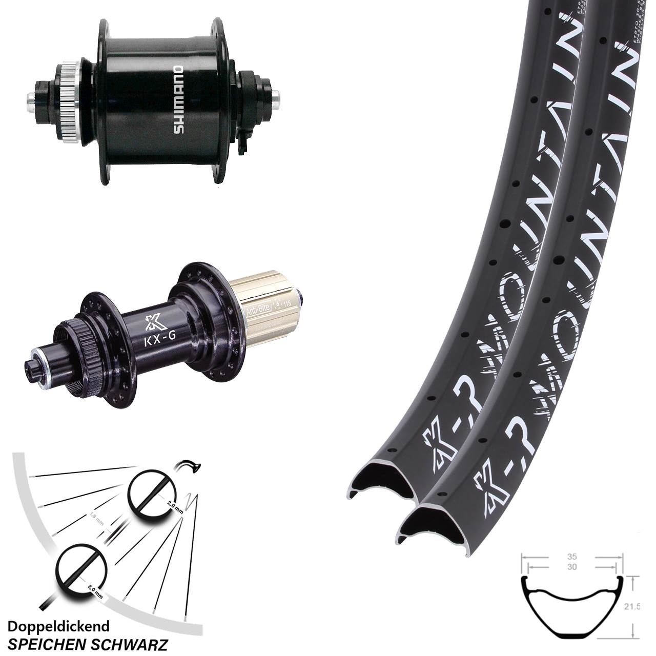 Disc Laufradsatz QR 27,5 Zoll KX-GR Mountain Shimano DH-UR700-3D 8-12 fach
