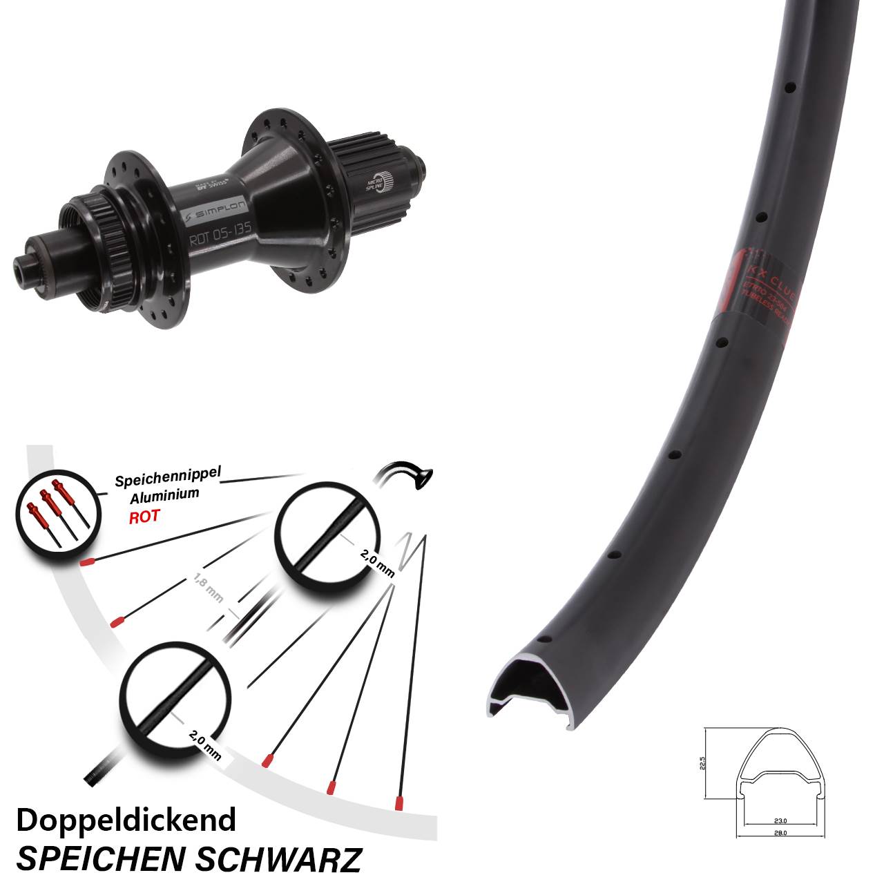 KX Clue DT Swiss 370 Hybrid 650B Disc Hinterrad für Schnellspanner Shimano Micro Spline
