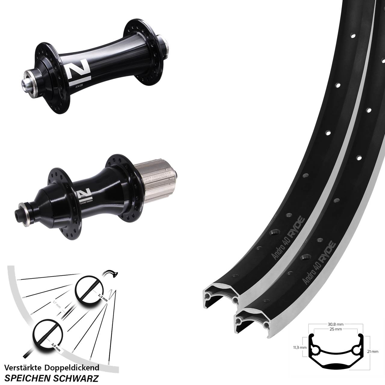 Ryde Andra 40 Novatec A141-F162 Strong 26 Zoll Laufradsatz QR 8-12 fach HG