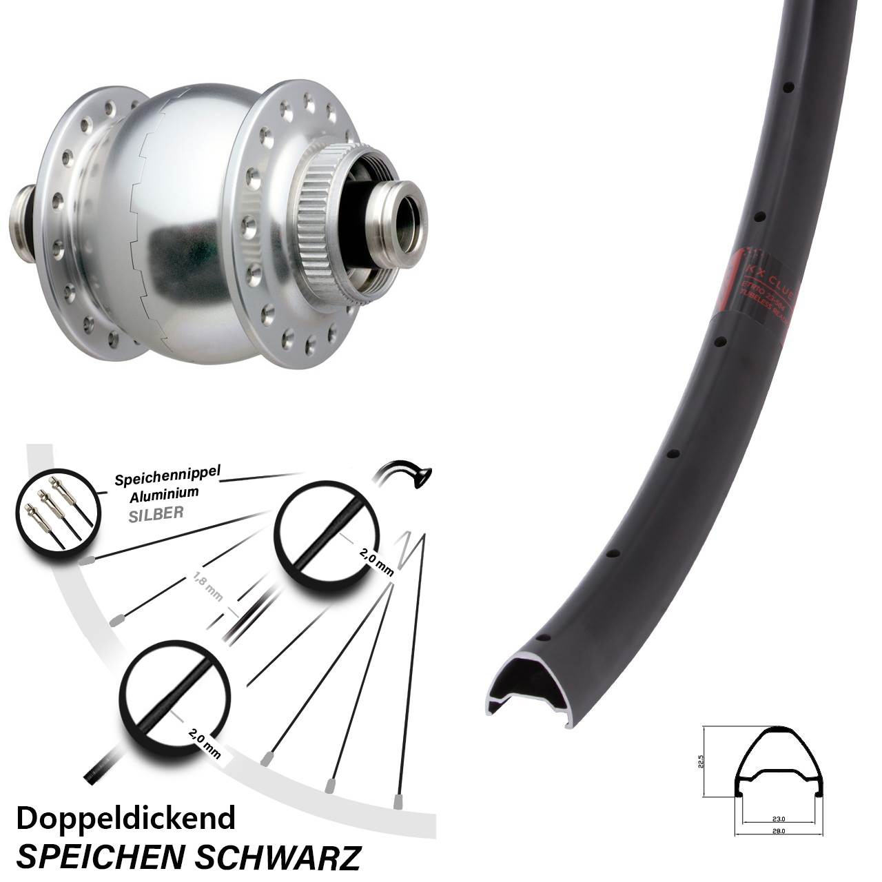 SON 28 KX Clue 27,5 Zoll Centerlock Dynamovorderrad 12x100
