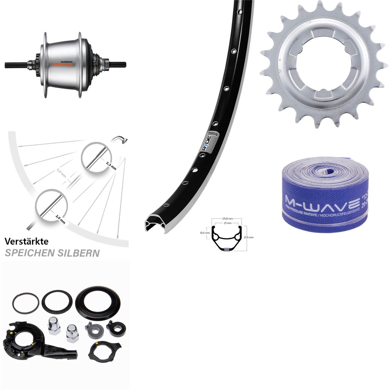 26 Zoll Hinterrad Ryde Zac 421 Shimano Nexus SG-C3001 7 Gang Freilauf