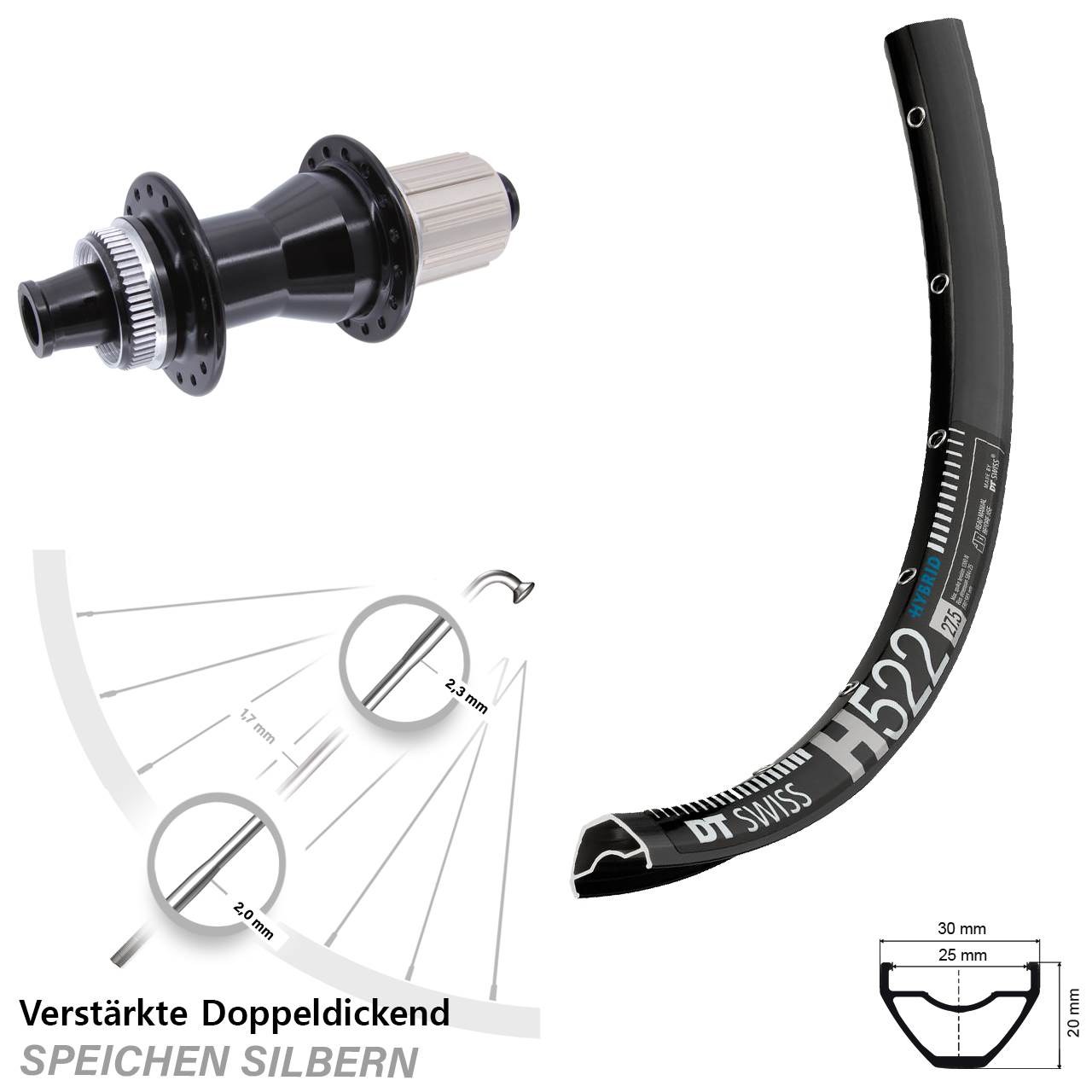 Centerlock Hinterrad 29 Zoll DT Swiss H522 Novatec CL142 8-12 fach HG 12x142