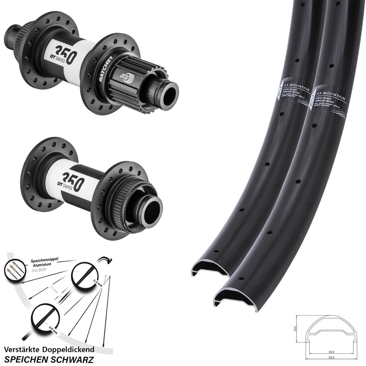 KX Mountain DT Swiss 350 29 Zoll Laufradsatz 15x110 12x148 Shimano Micro Spline