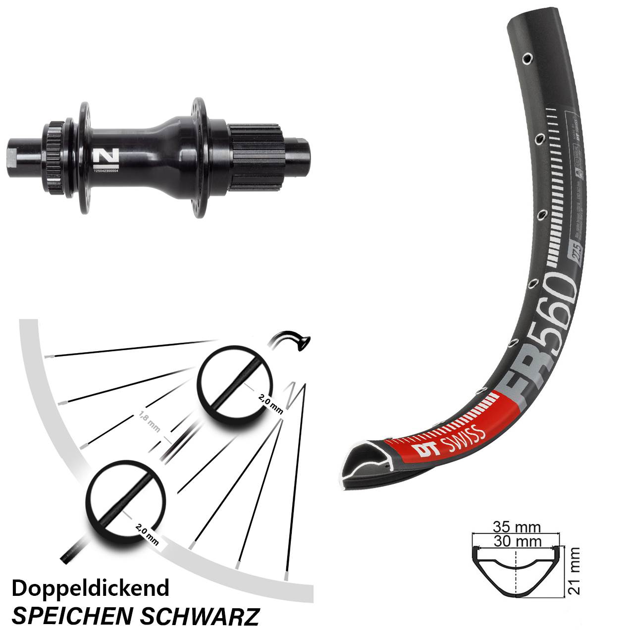 DT Swiss FR 560 Novatec D792SB 26 Zoll Centerlock Hinterrad 12x142 Shimano Micro Spline