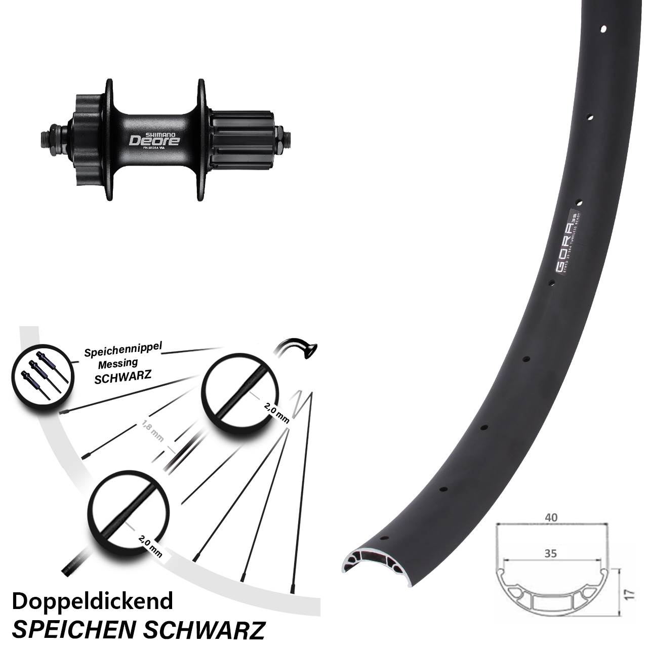 Gora 35 Shimano Deore 27,5 Zoll Disc Hinterrad QR 8-11 fach HG
