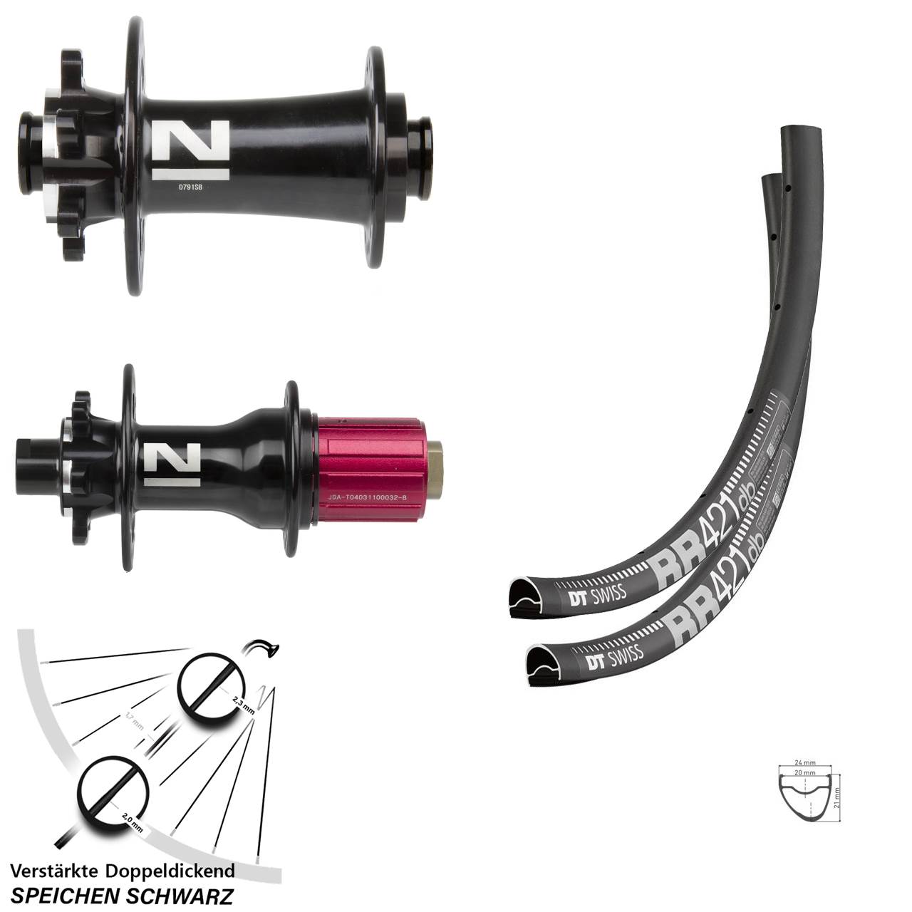 DT Swiss RR 421 Novatec D791-D792 28 Zoll Disc Laufradsatz 12x100/142 8-12 fach