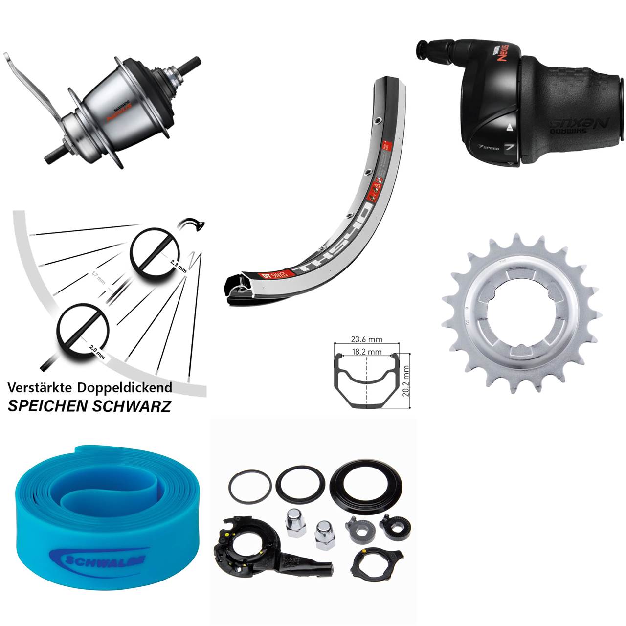 28 Zoll Hinterrad Shimano Nexus 7-Gang DT Swiss TK 540 mit Rücktrittbremse