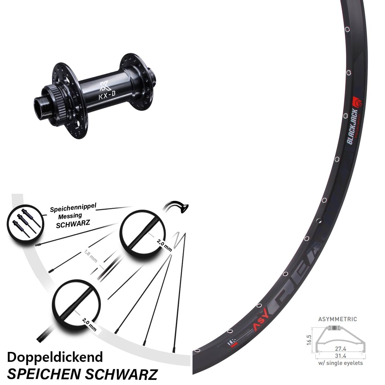 Rodi Ready 27-584 Vorderrad 27,5 Zoll KX-Boost 15x110 mm Centerlock MTB
