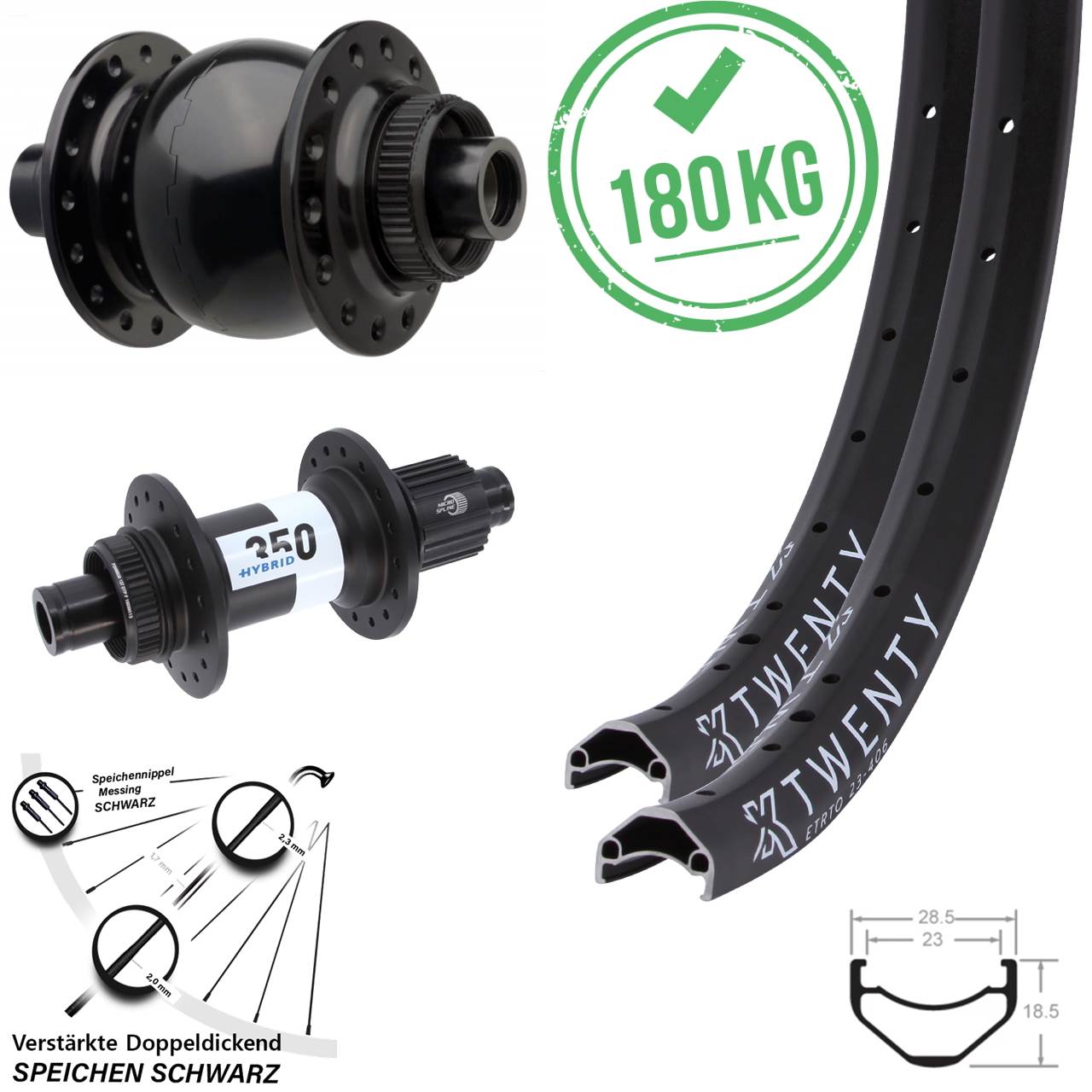 KX Twenty DT Swiss Hybrid 350 SON 28 20 Zoll Laufradsatz Disc Boost Micro Spline