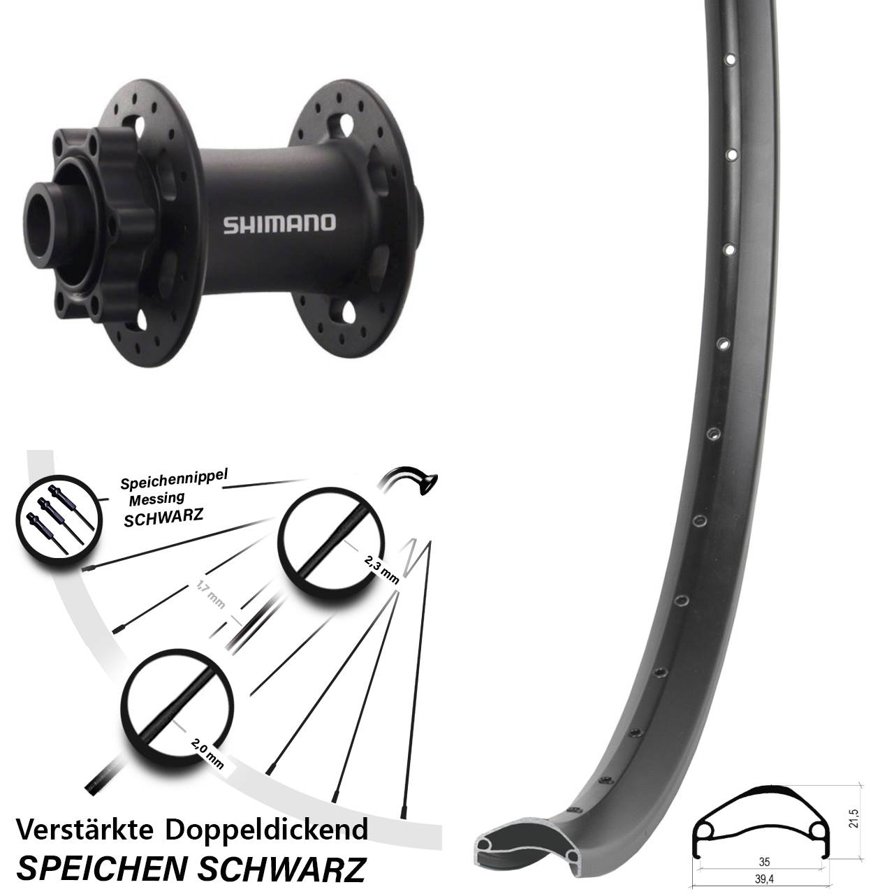29 Zoll Ambrosio E35 Shimano Deore XT Disc Vorderrad 15x100