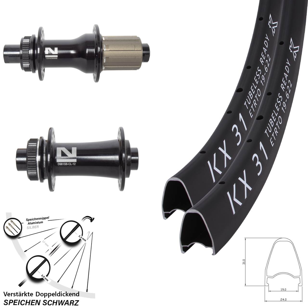 Disc Laufradsatz 12x100/142 28 Zoll KX31 Novatec D792 D981 8-12 fach