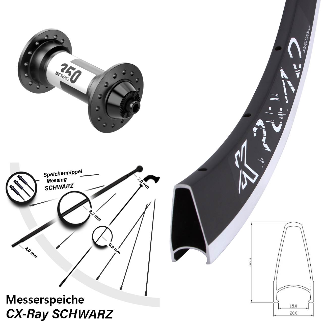 KX Road DT Swiss 350 28 Zoll Rennrad Vorderrad CX-Ray QR