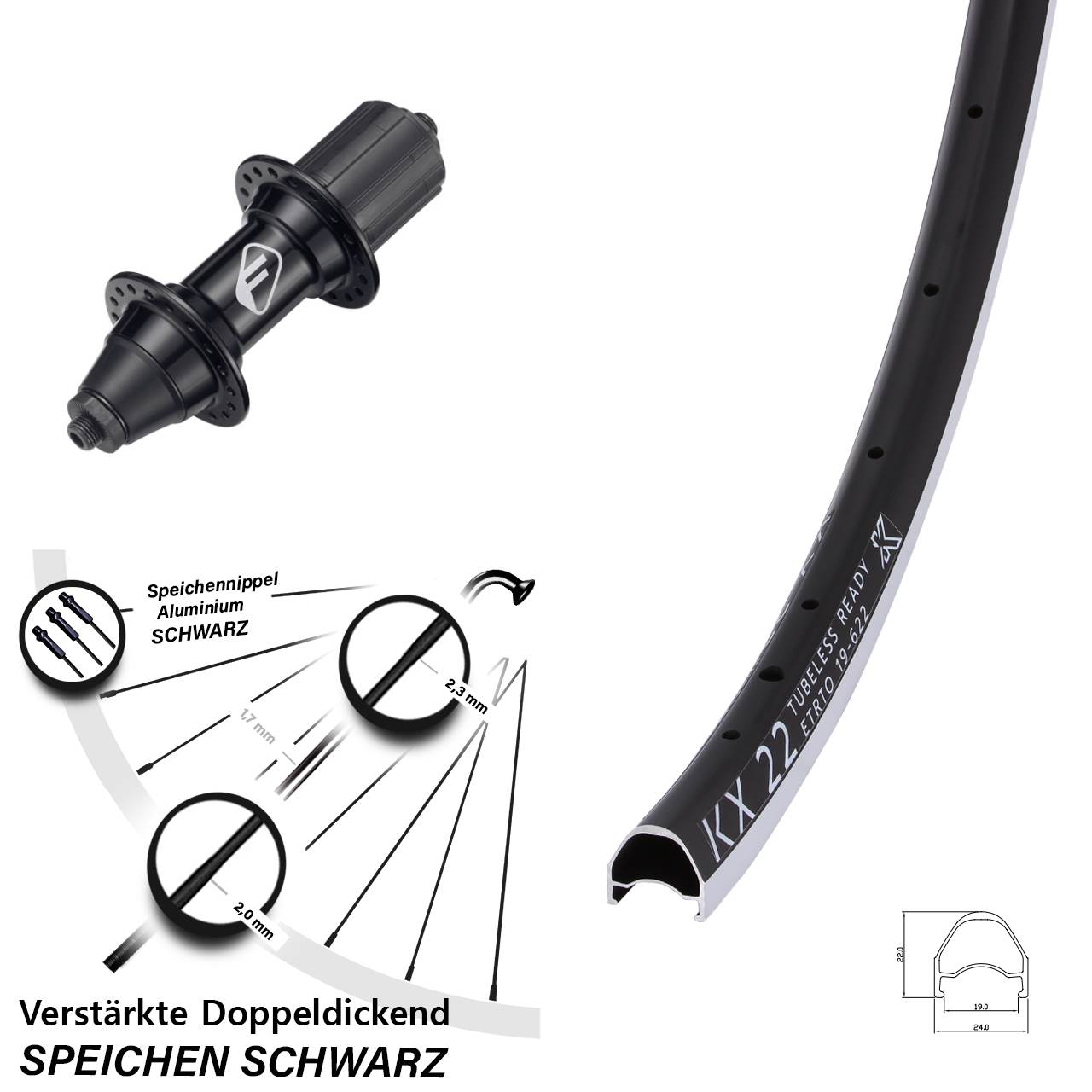 Hinterrad für Schnellspanner 28 Zoll KX 22 Formula FM-32 7 fach