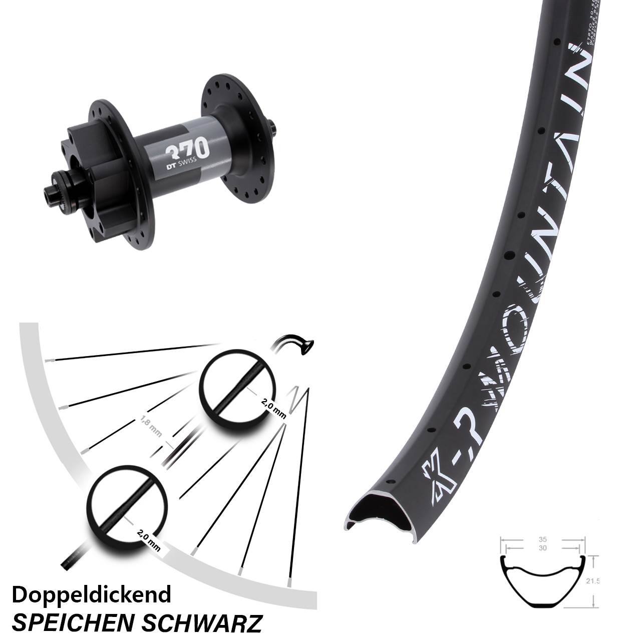 29 Zoll KX-R Mountain DT Swiss 370 Disc Vorderrad für Schnellspanner