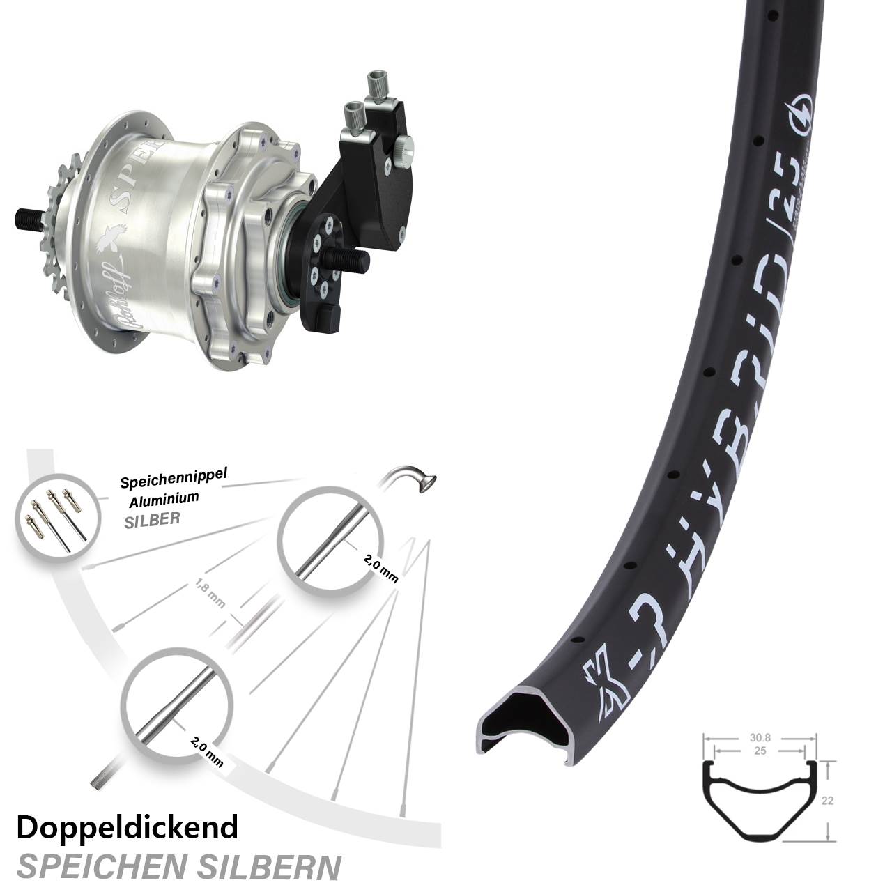 Disc Hinterrrad 27,5 Zoll KX-R Hybrid 25 Rohloff TS DB OEM Tandem