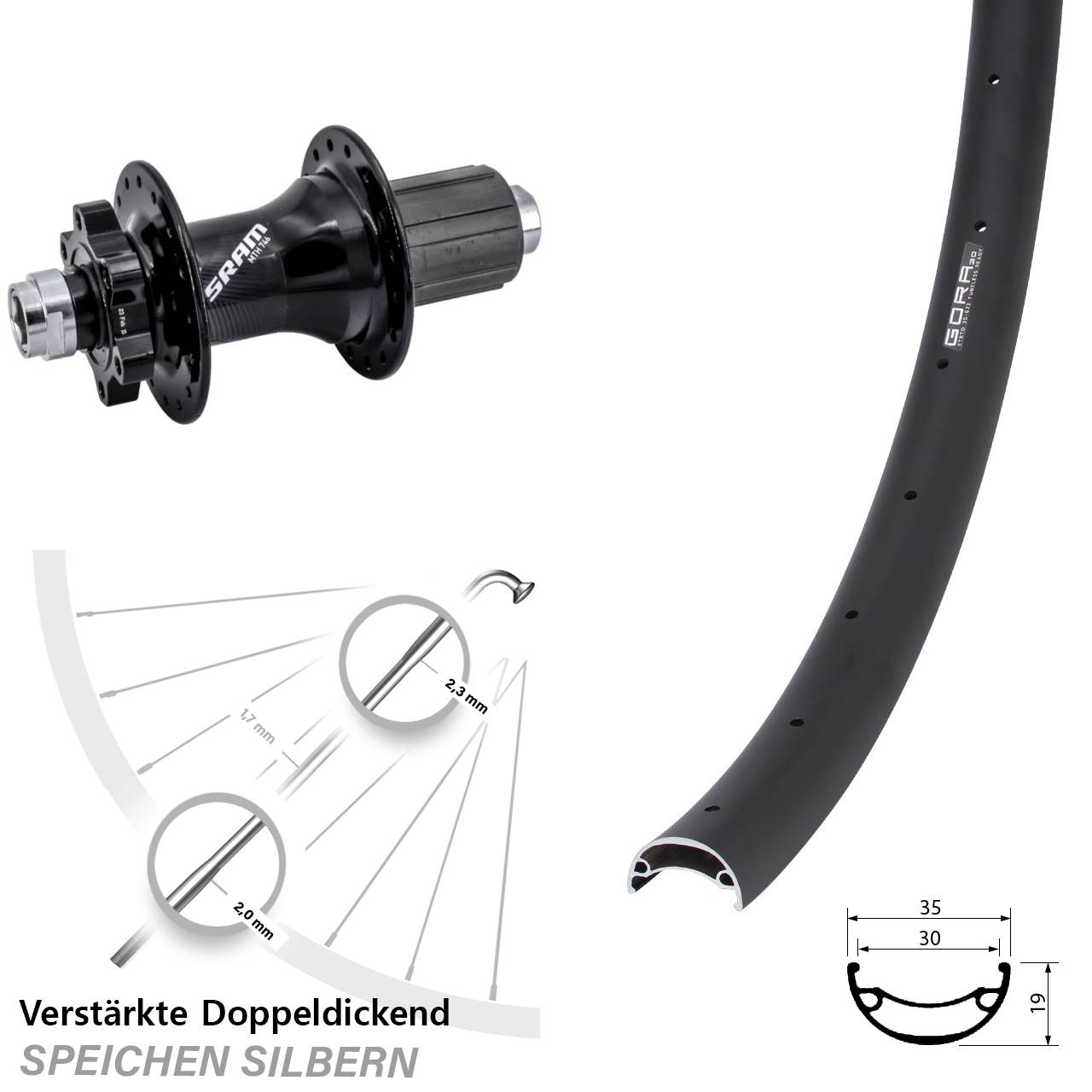 Gora 30 Sram 746 26 Zoll Hinterrad 6-Loch 12x148 8-11 fach HG