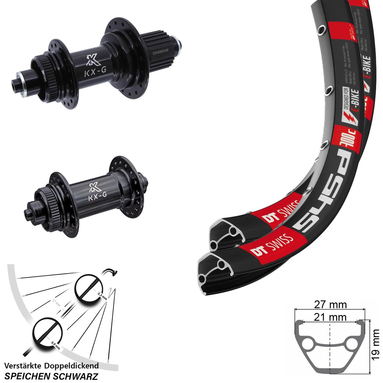 29 Zoll DT Swiss 545d KX-GS Heavy Duty Disc Laufradsatz für Schnellspanner Micro Spline