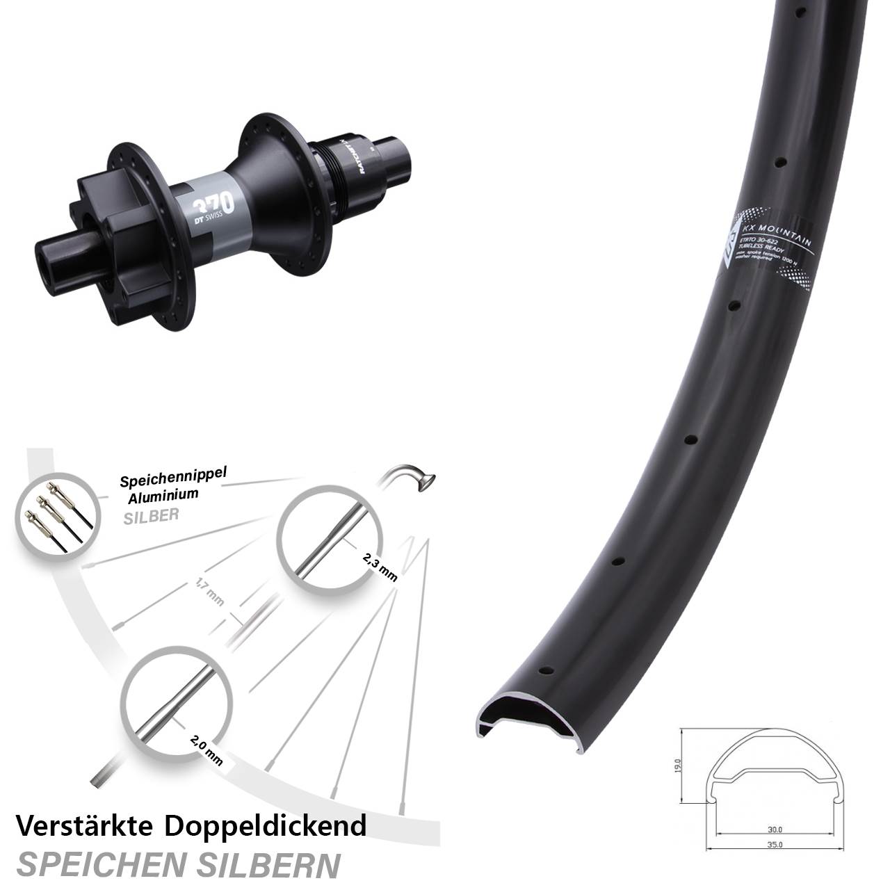 Disc Hinterrad 12x142 29 Zoll KX Mountain DT Swiss 370 SRAM XD