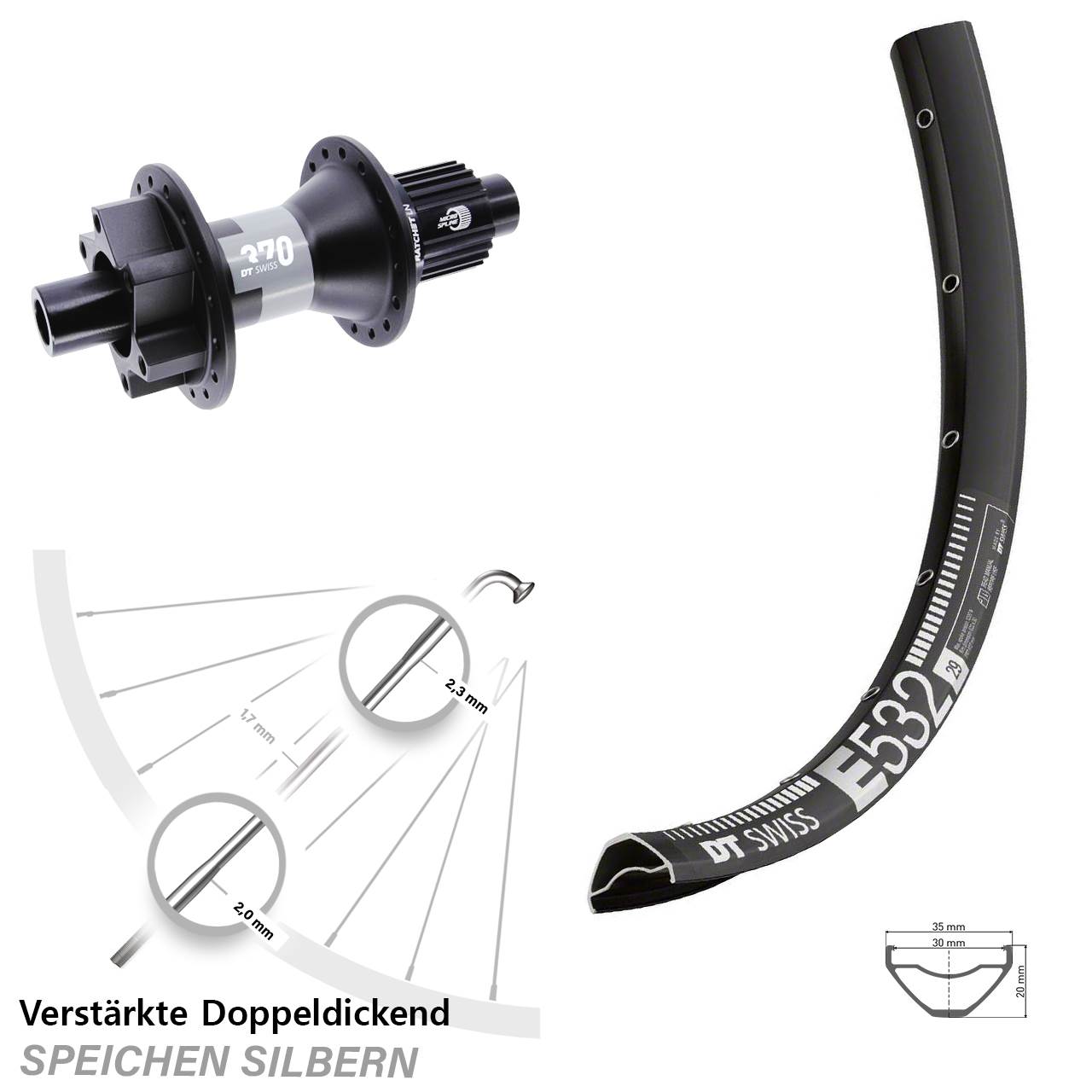 Disc Laufrad 29 Zoll E532 DT Swiss 370 Micro Spline 12x142