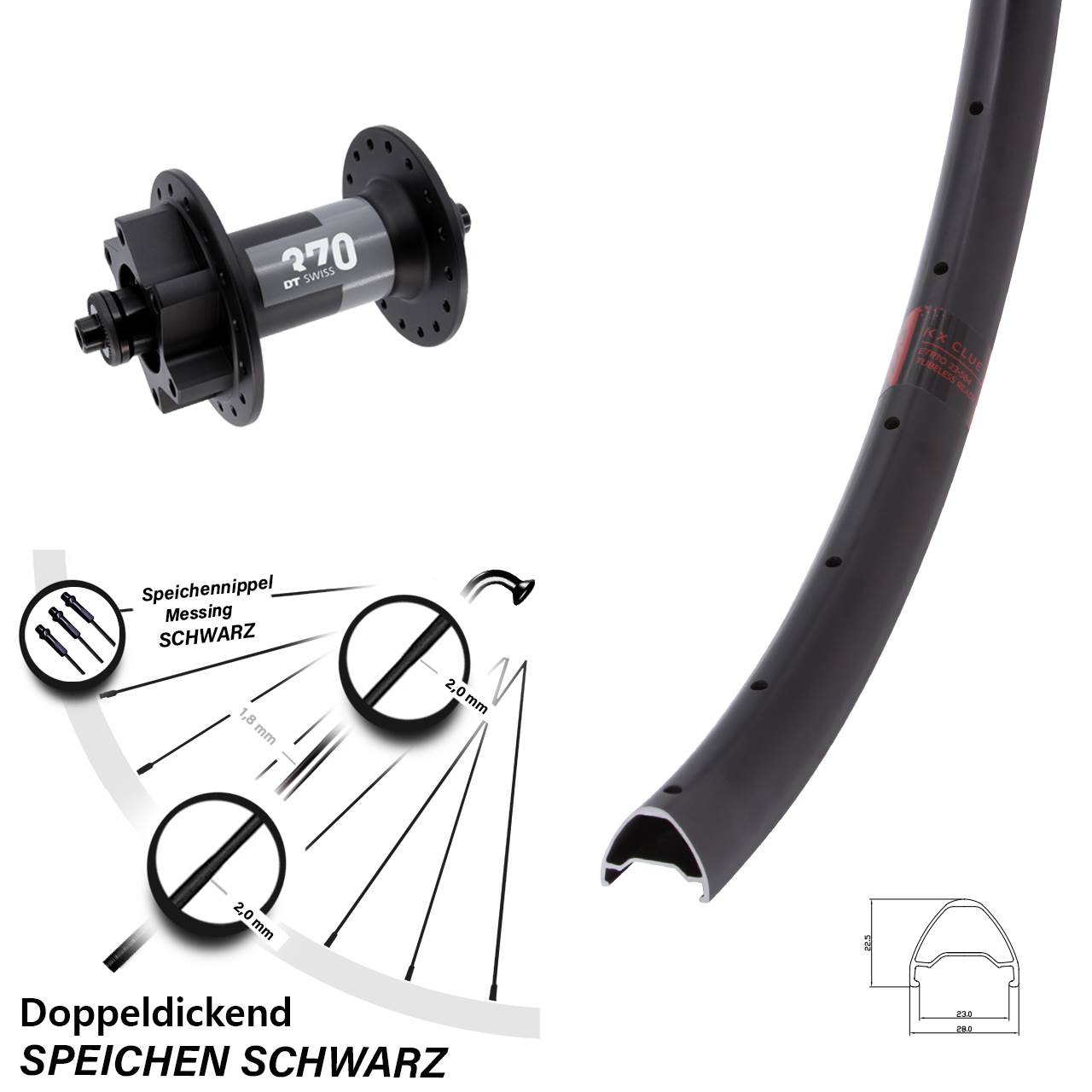 Vorderrad 28 Zoll KX Clue DT Swiss 370 6-Loch QR