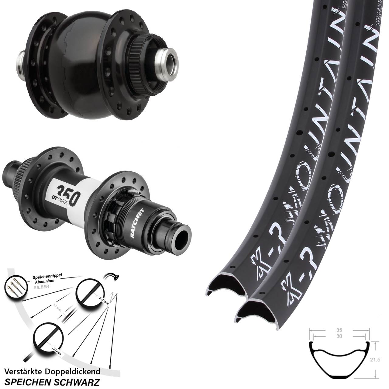 Laufradsatz Centerlock 29 Zoll KX-R Mountain DT Swiss 350 SON delux XD 12x100/142