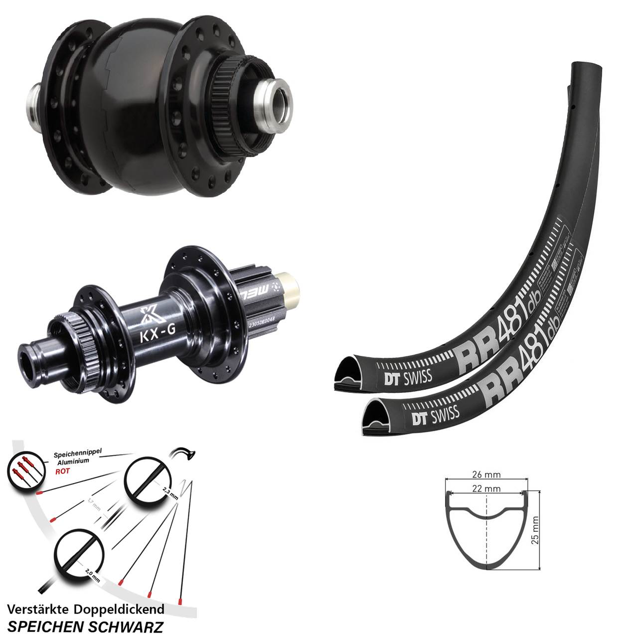 DT Swiss RR481 KX-G SON delux 28 Zoll Centerlock Laufradsatz 12x100/142 Campa N3W