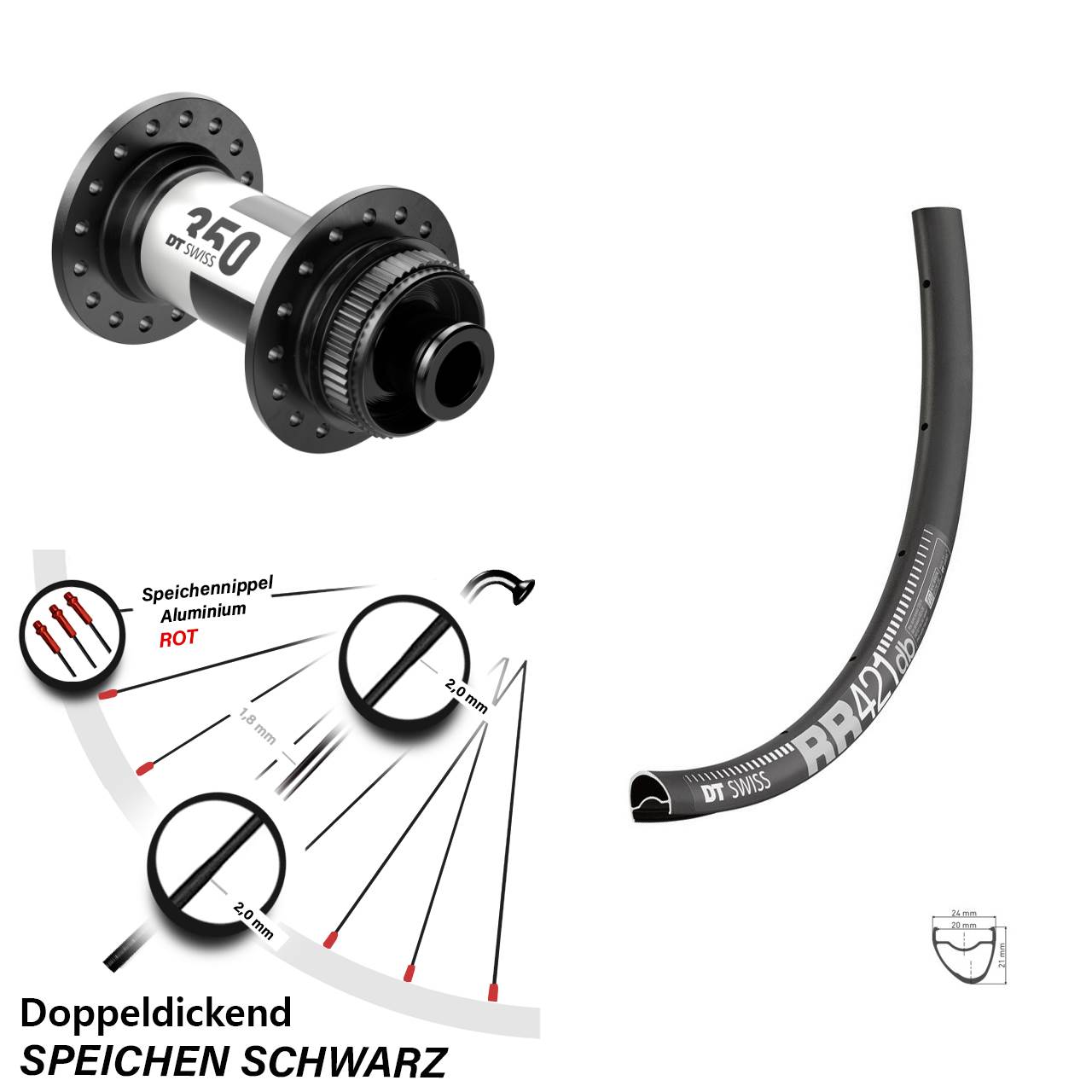 Laufrad 28 Zoll DT Swiss RR 421 Disc-350 12x100 Centerlock