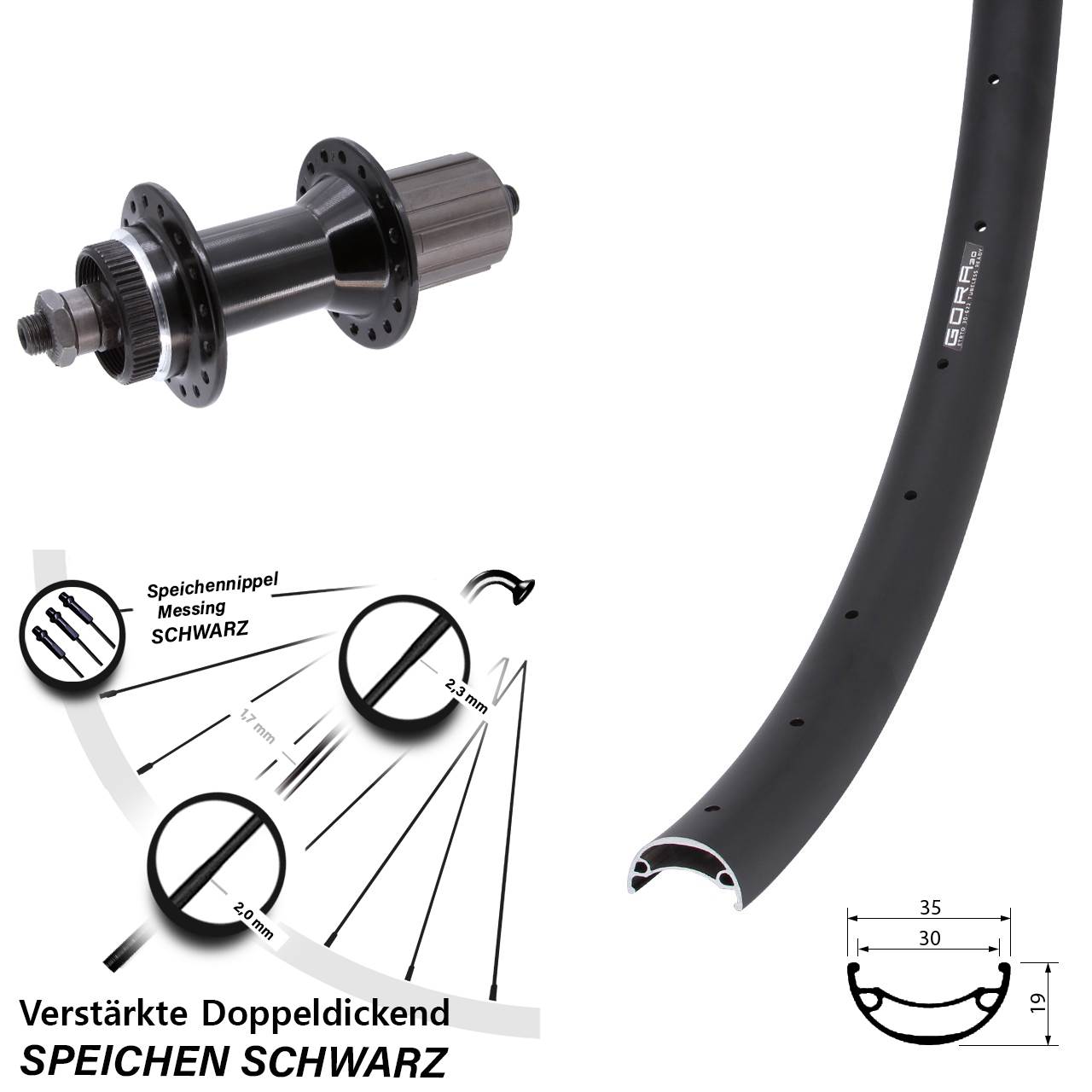 Disc Hinterrad QR 29 Zoll Gora 30 Joytech 5x135 mm schwarz Centerlock 8-11 fach