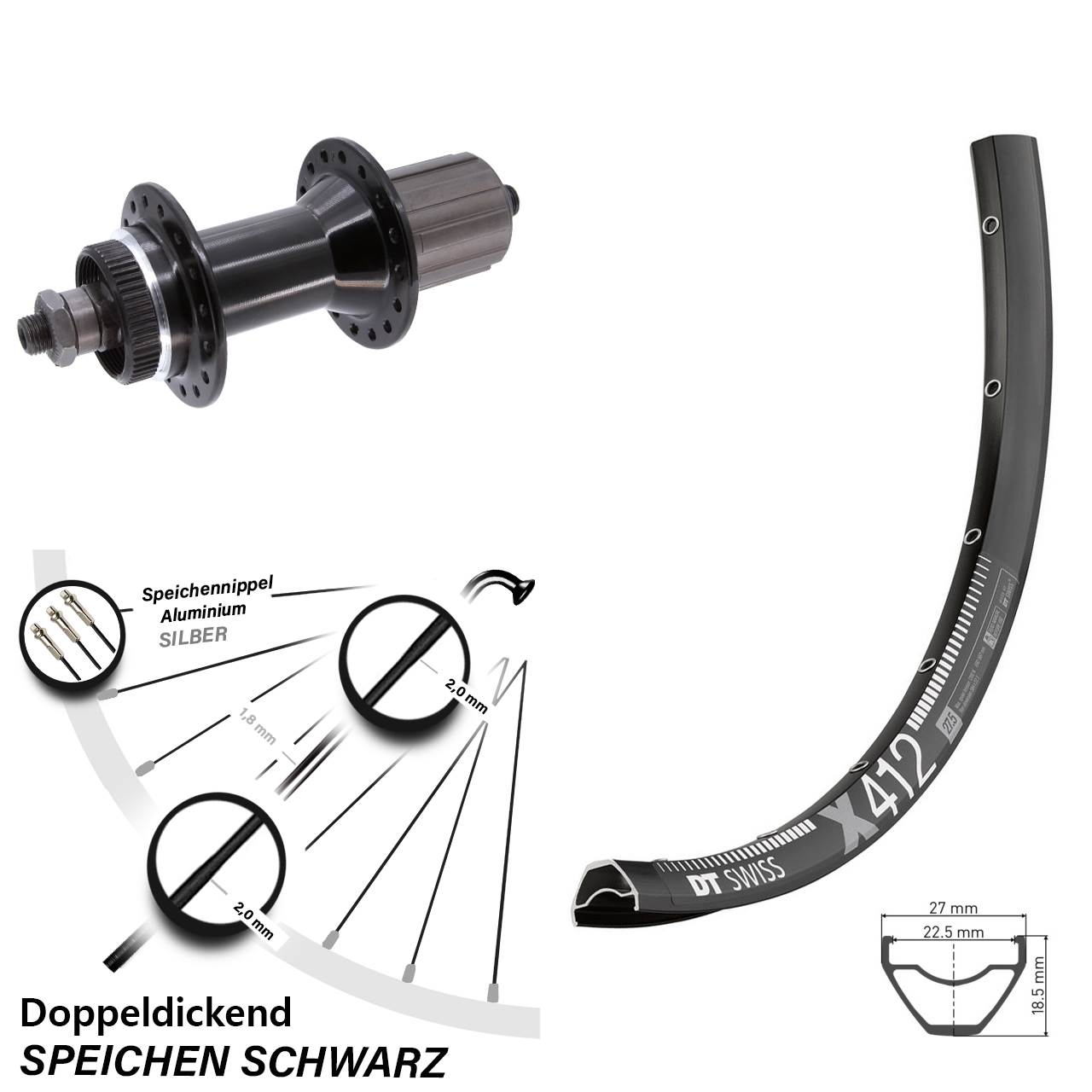DT Swiss X 412 29 Zoll Hinterrad Joytech 8-11 fach