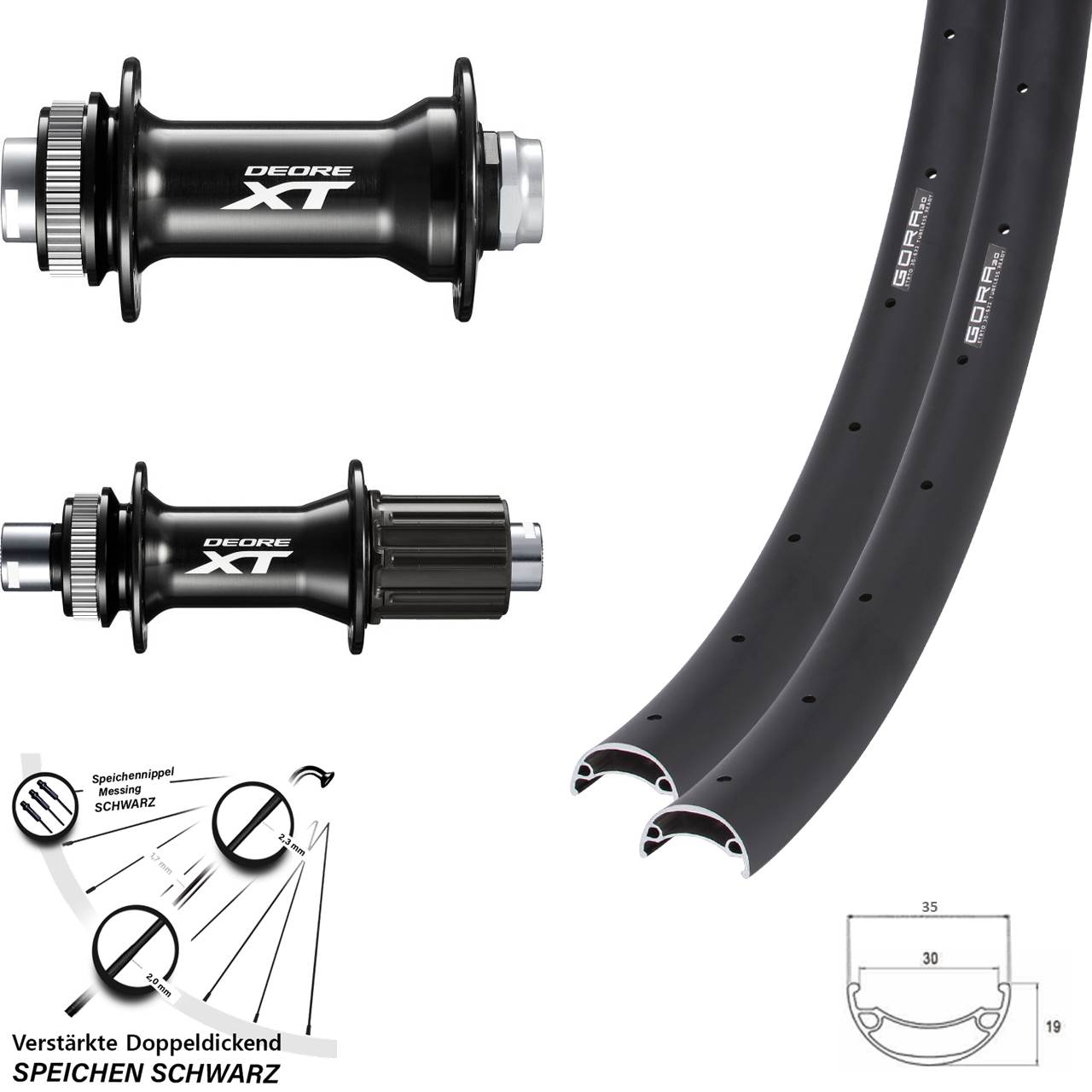 Centerlock Laufradsatz 29 Zoll Gora 30 Shimano Deore XT 8-11 fach HG Boost