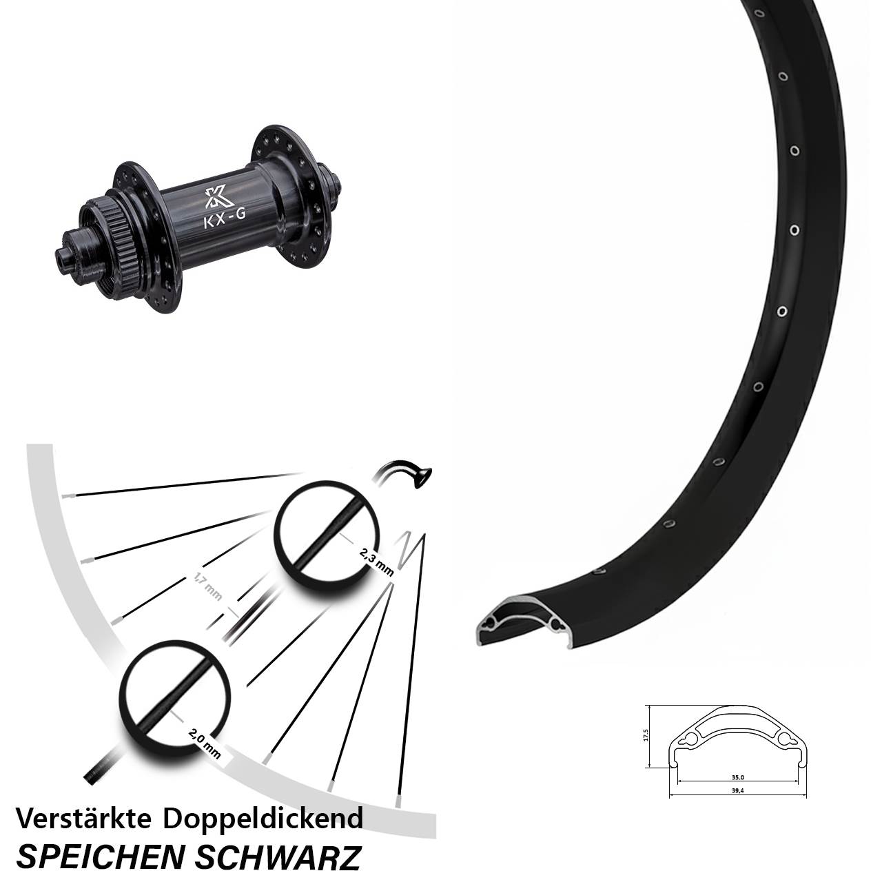 29 Zoll Ryde Disc 35 KX-G Laufrad für Schnellspanner
