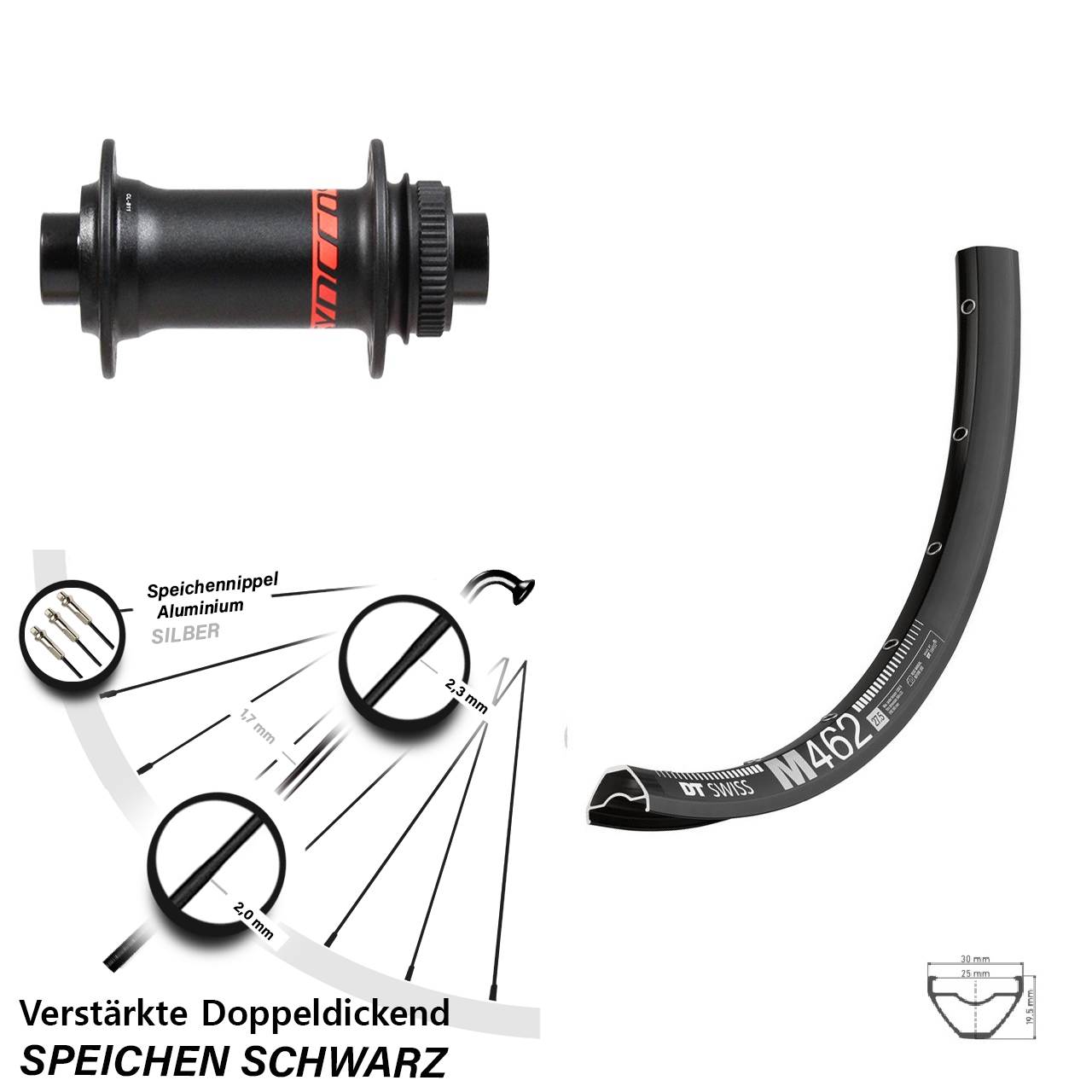 Boost Vorderrad Centerlock 15x110 29 Zoll DT Swiss M462 Formula CL-811