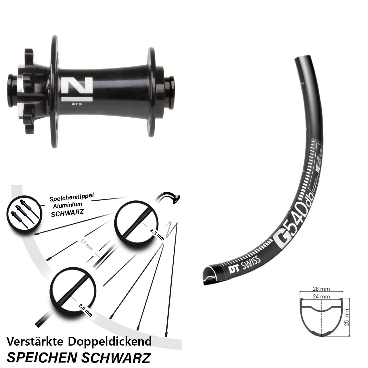 DT Swiss G 540 Novatec D791 27,5 Zoll Vorderrad 6-Loch 12x100