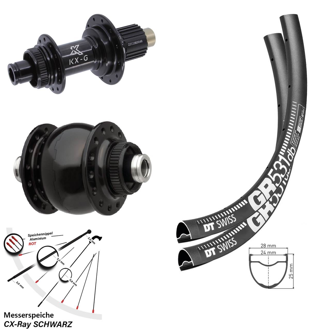 Disc Laufrad-Satz 29 Zoll DT Swiss GR531 KX-G SON delux Micro Spline 12x100/142 CX-Ray