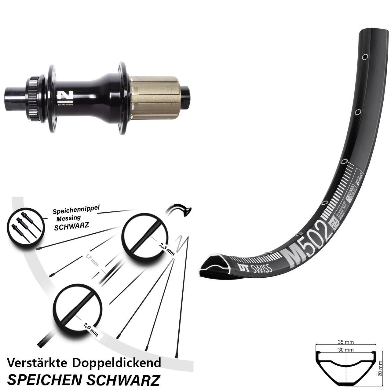 Hinterrad Centerlock 29 Zoll DT Swiss M 502 Novatec D792 8-12 fach HG 12x142