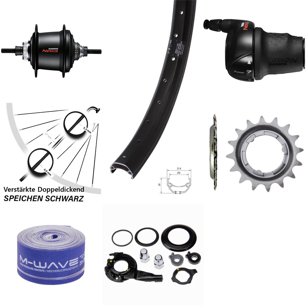 20 Zoll Hinterrad Mach1 Kargo Shimano Nexus 7 Gang Centerlock