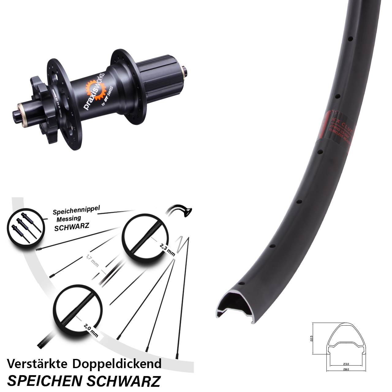 Hinterrad 27,5 Zoll KX Clue DT Swiss 350 6-Loch 5x135 HG 8-11 fach