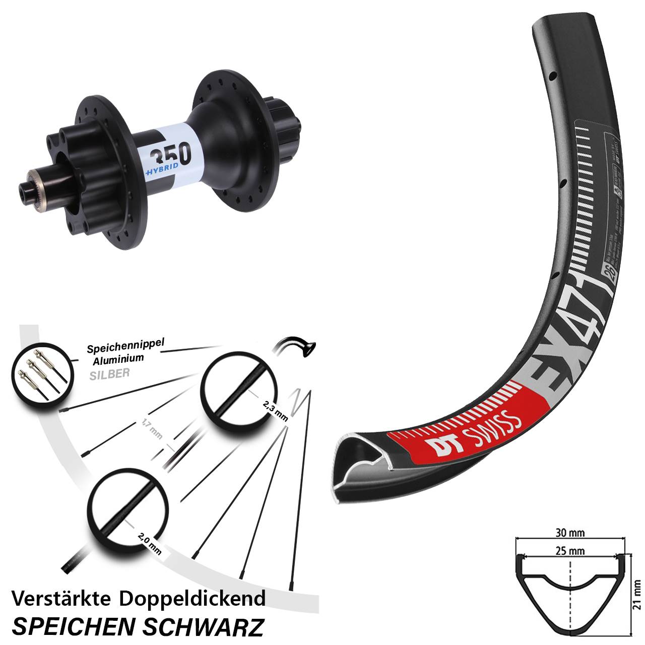 DT Swiss EX471 DT Swiss 350 Hybrid Singlespeed 29 Zoll Disc Hinterrad für Schnellspanner