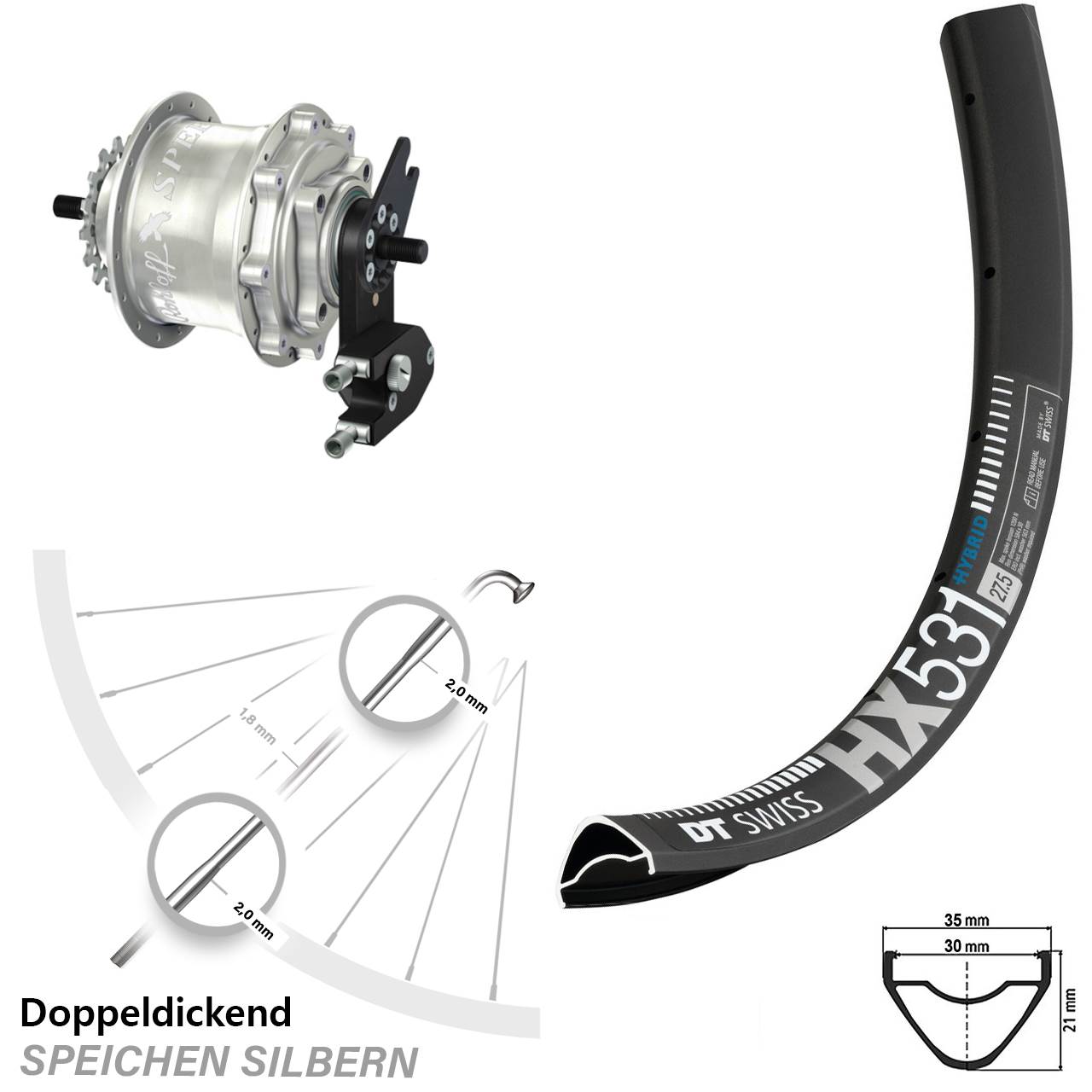 DT Swiss HX 531 Rohloff Speedhub TS DB OEM2 29 Zoll Disc Laufrad