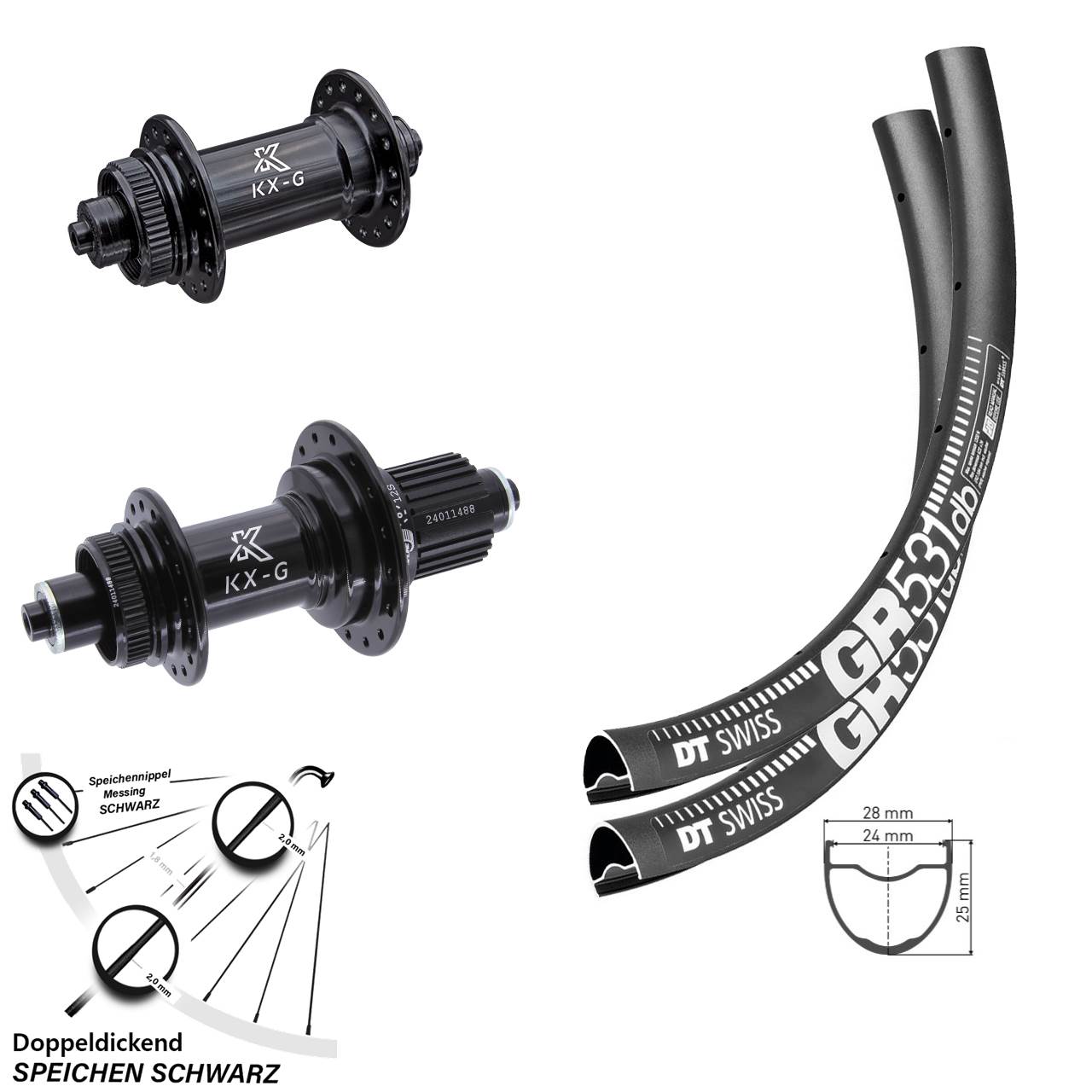 29 Zoll DT Swiss GR 531 KX-G Disc Laufrad-Satz für Schnellspanner Shimano Micro Spline