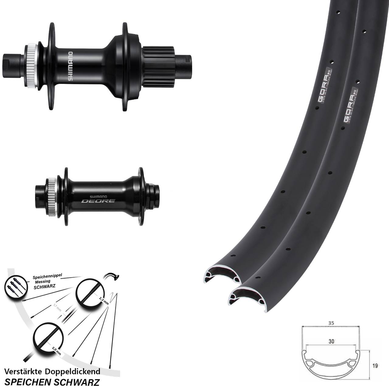 Gora 30 Disc Laufradsatz 27,5 Zoll Shimano schwarz