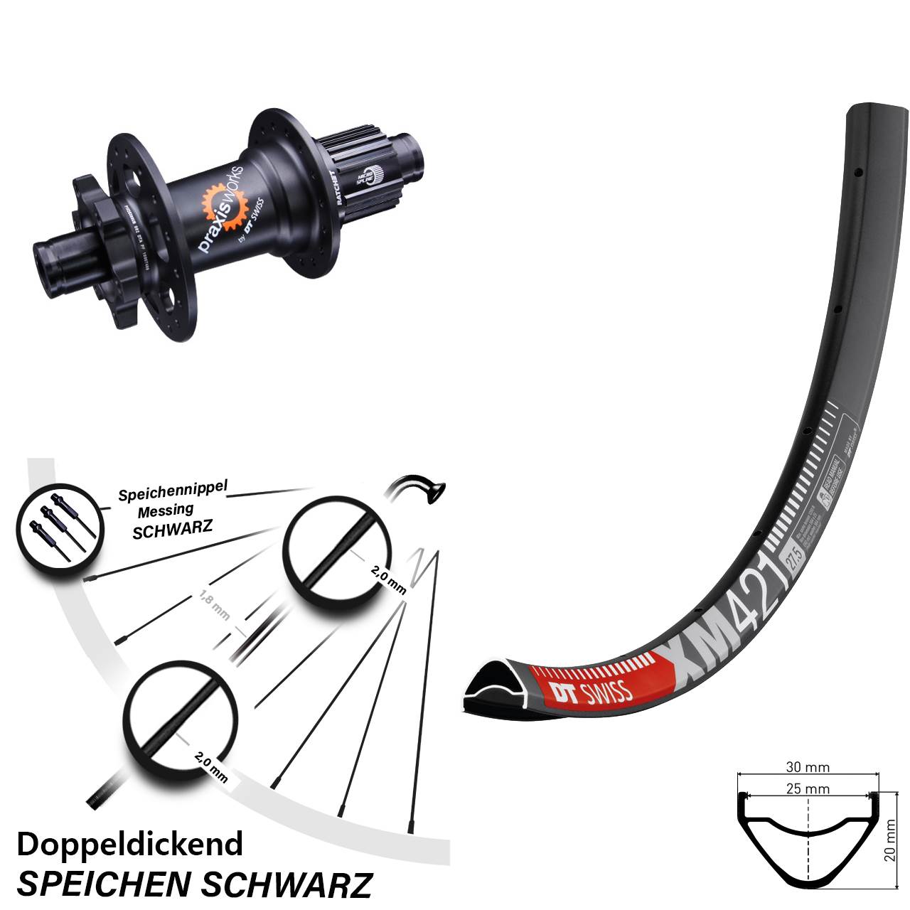 29 Zoll DT Swiss XM 421-350 Disc Laufrad 12x142 Micro Spline