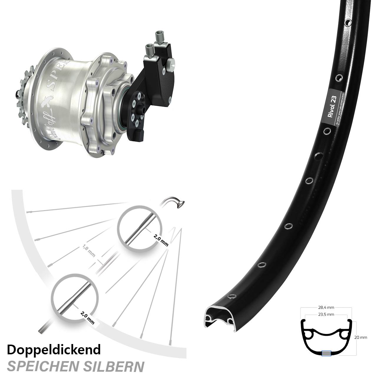 27,5 Zoll Ryde Rival 23 Rohloff CC DB OEM Tandem