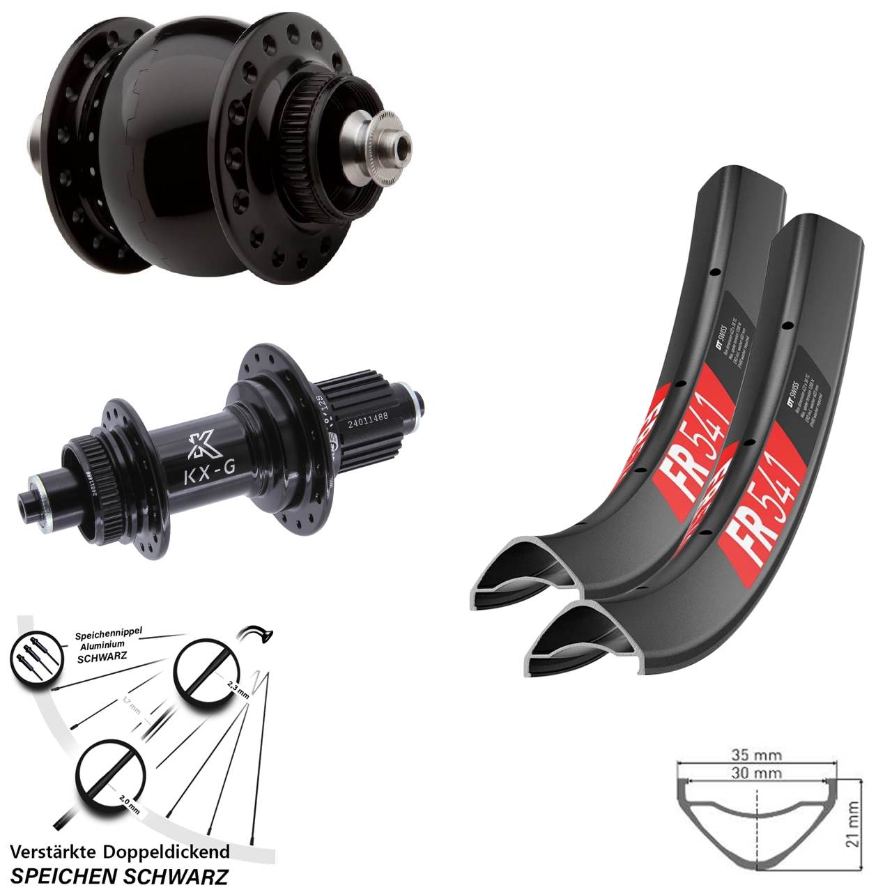 Disc Laufradsatz QR 27,5 Zoll DT Swiss FR541 KX-G SON 28 Shimano Micro Spline